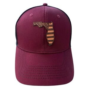 DK Caps Fort Myers Florida Mesh Snapback Cap Red Adjustable Trucker Hat USA